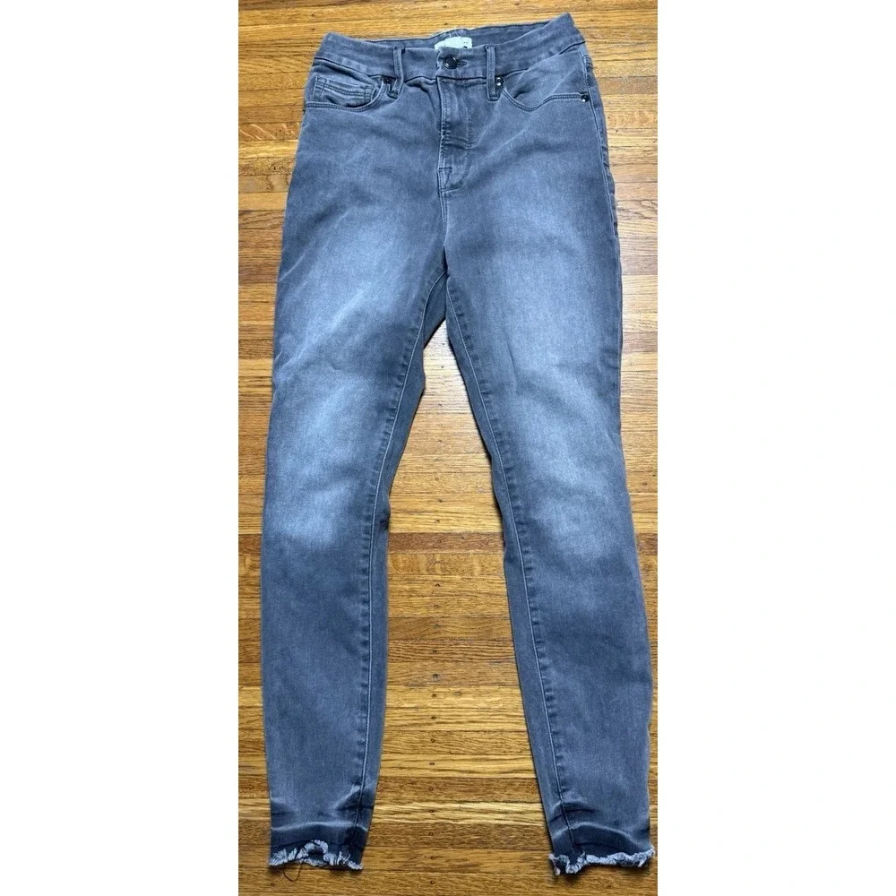 Good American Denim Jeans Size 4 27 Distressed Ankle Grey
